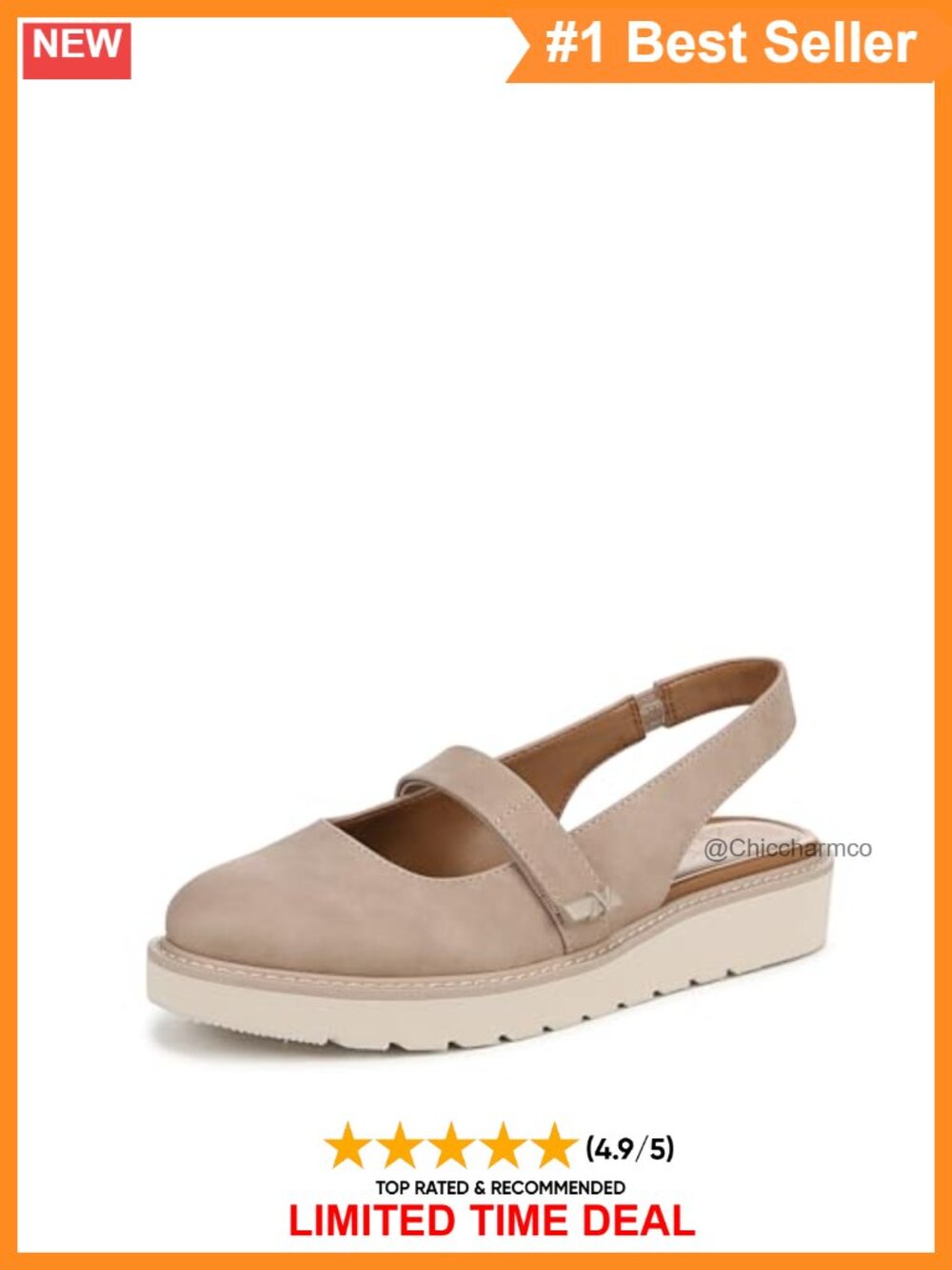 Synthetic Mary Jane Slingback Flats Almond Toe Comfort Casual